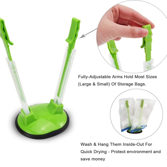 Baggy Rack Hands-Free Clip Food Storage Freezer Baggy Holder,Bag Holder 6 Pack - Picture 2 of 7